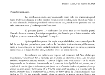 Carta a los obispos por los 12 años de pontificado del Papa Francisco