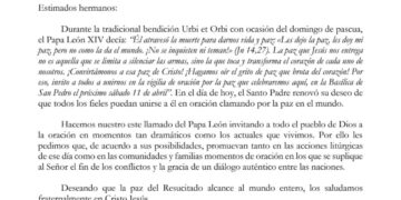 Llamado a la oración por la paz